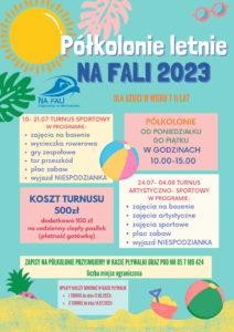 PLAKAT INFORMUJĄCY O PÓŁKOLONIACH LETNICH