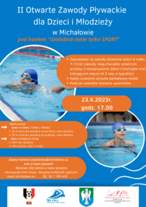 plakat z informacją o zawodach pływackich