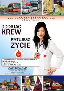 Plakat informujący o oddaniu krwi