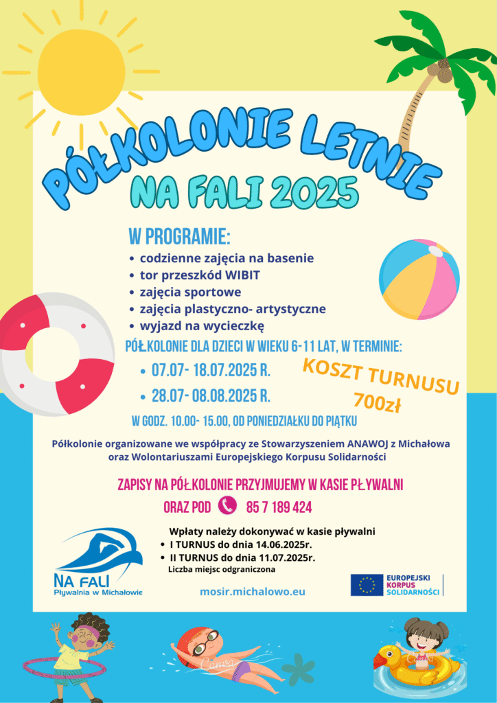 plakat z informacją o półkoloniach letnich