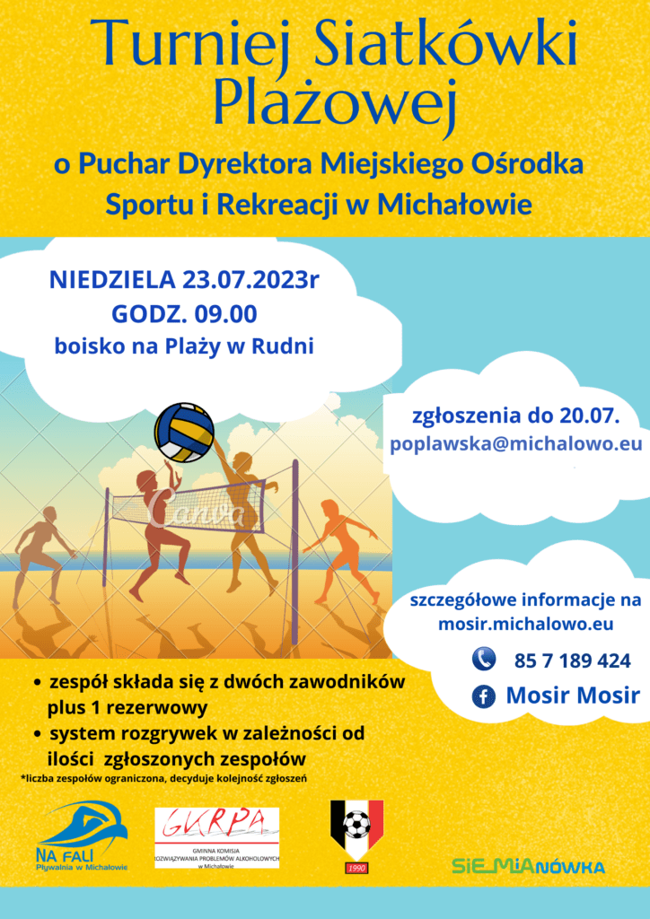 Plakat- Turniej Piłki Siatkowej Plażowej