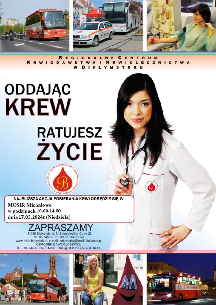 Plakat informujący o oddaniu krwi