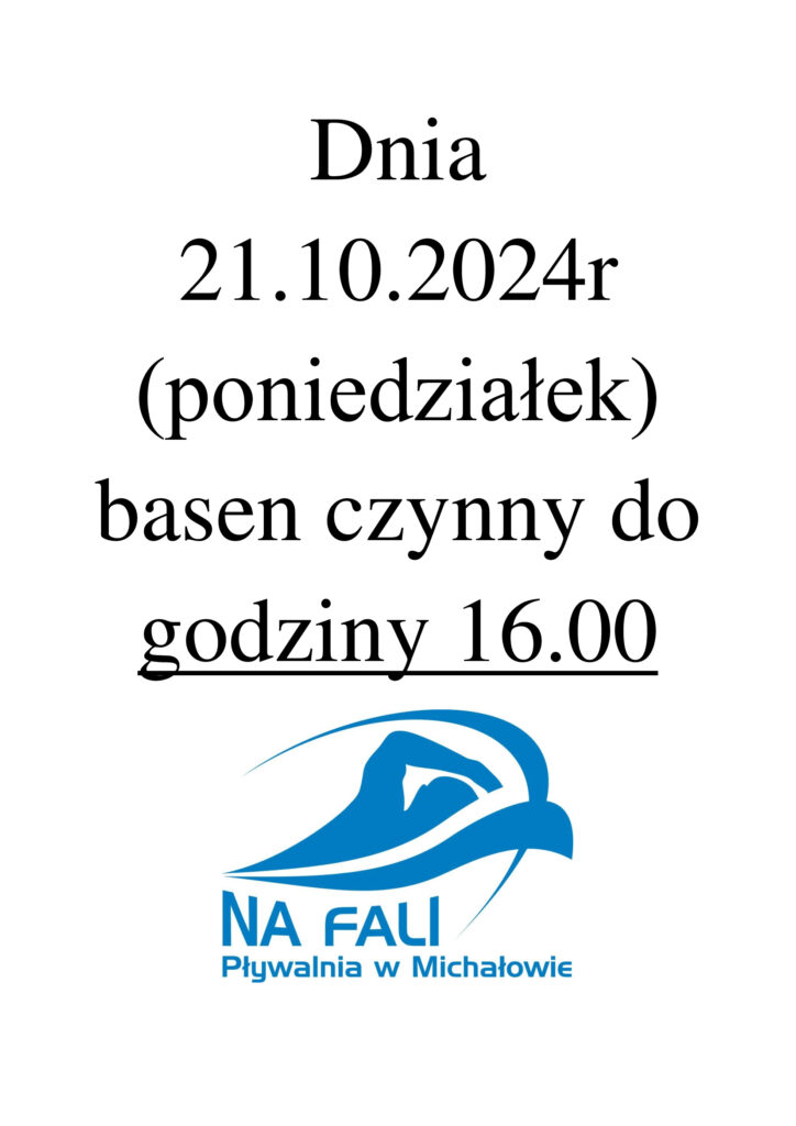 godziny otwarcia basenu w dniu 21.10